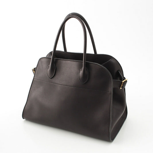 The Row Leather Soft Margaux 12 2WAY Handbag Black