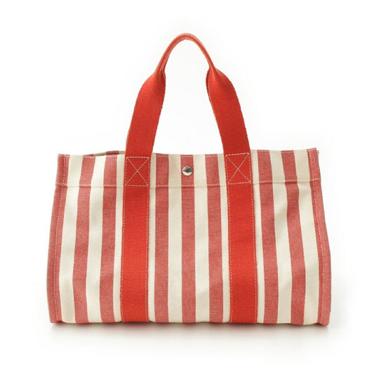 Hermes Cannes MM Cotton Tote Bag Red White
