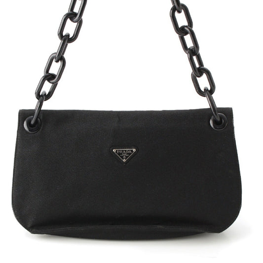Prada Canvas Triangle Logo Chain Crossbody Bag