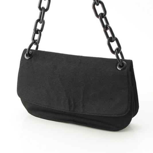 Prada Canvas Triangle Logo Chain Crossbody Bag