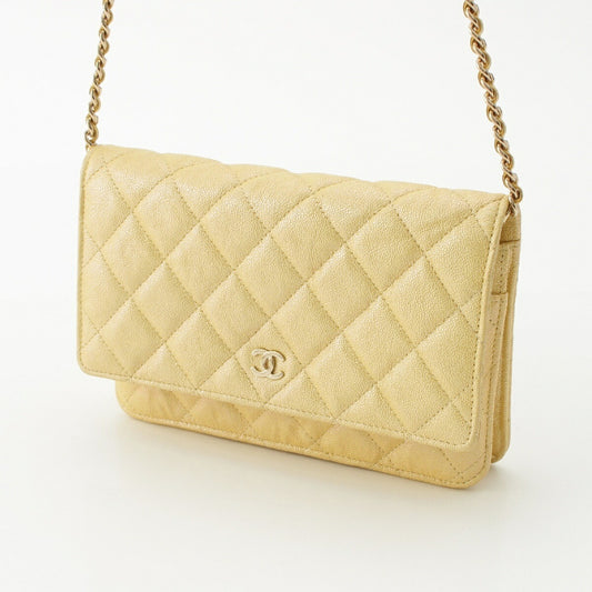 Chanel Shiny Caviar Chain Wallet Shoulder Bag