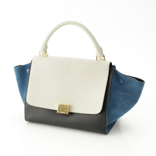 Celine Trapeze Leather Handbag White Blue Black