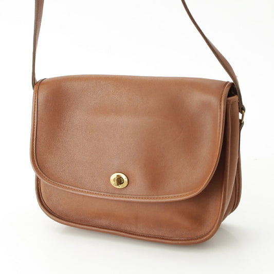 Coach Leather Turnlock Shoulder Bag Brown
