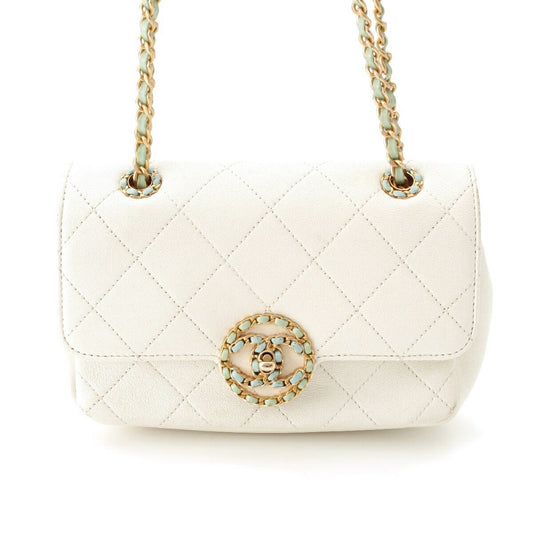 Chanel Calfskin Circle Coco Single Flap Shoulder Bag