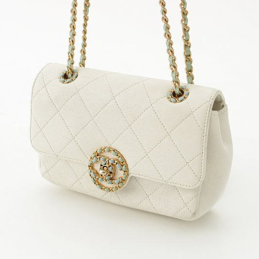 Chanel Calfskin Circle Coco Single Flap Shoulder Bag