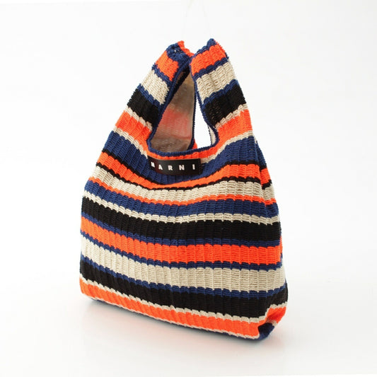 Marni Knit Market Border Handbag Blue Orange