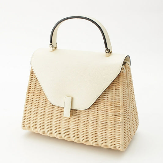 Valextra Leather Straw Raffia Iside Handbag