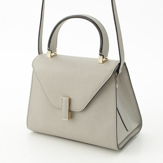 Valextra Iside Mini Leather 2WAY Handbag Stone Gray