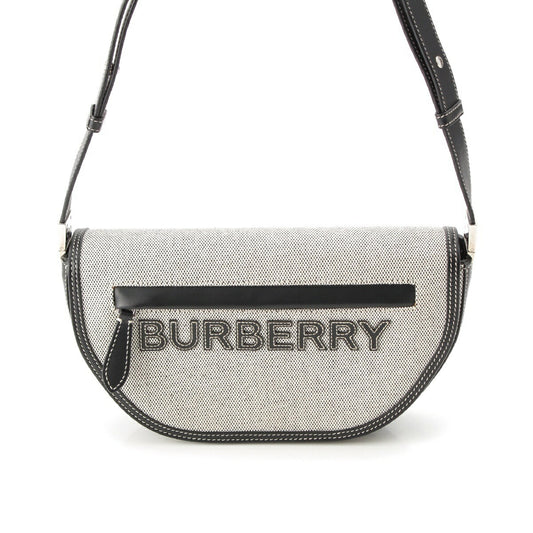 Burberry Olympia Canvas Half Moon Shoulder Bag