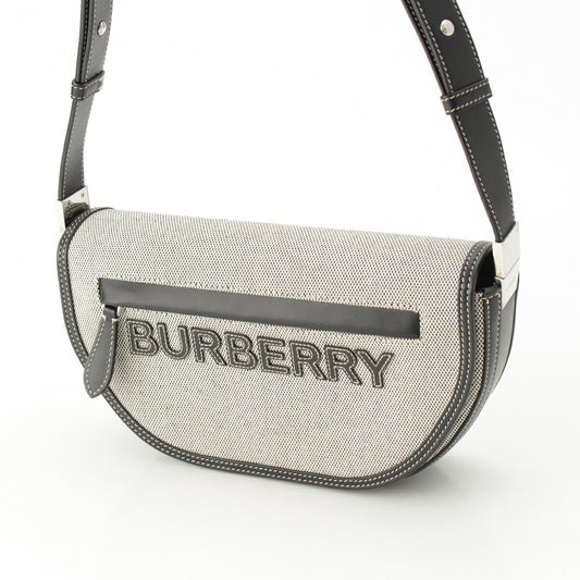 Burberry Olympia Canvas Half Moon Shoulder Bag