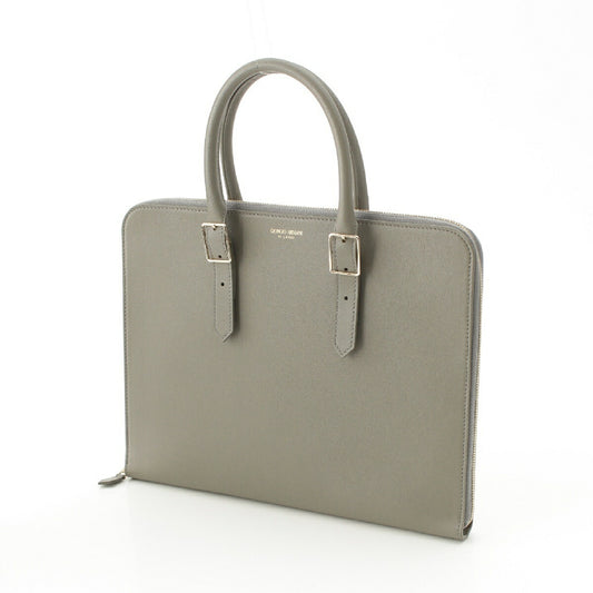 Giorgio Armani Leather PC Briefcase Gray