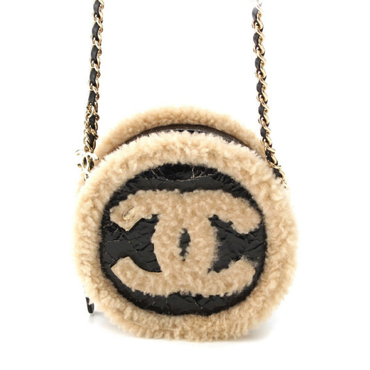 Chanel Mouton Coco Mark Round Pouch Chain Shoulder Bag
