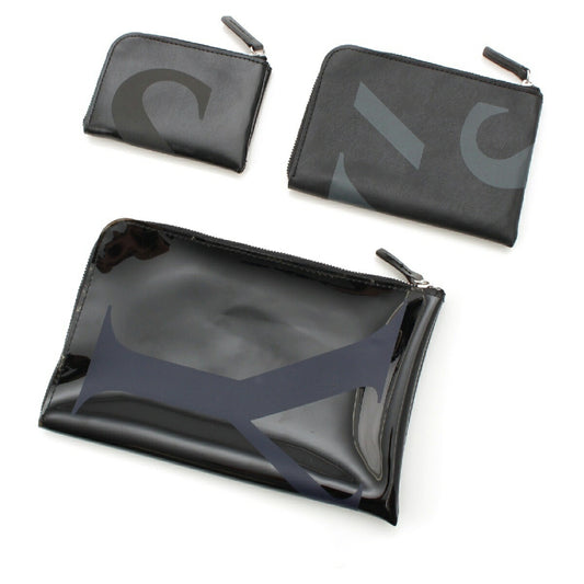 Y's Logo Pouch Set of 3 Black