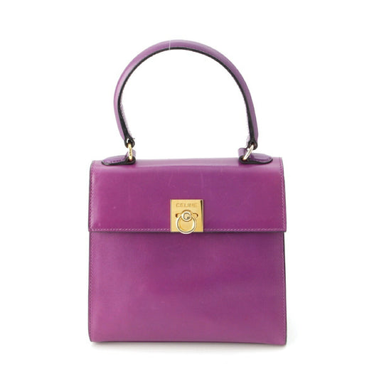 Celine Vintage Top Handle Leather Handbag Purple