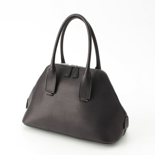 The Row Devon Saddle Leather Handbag Black