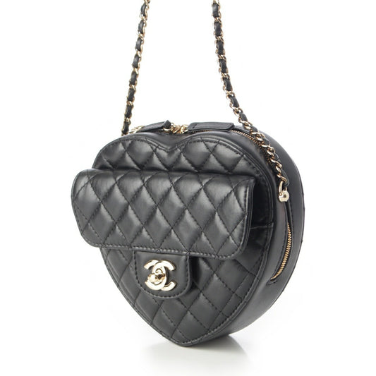 Chanel Lambskin Heart Turn Lock Shoulder Bag