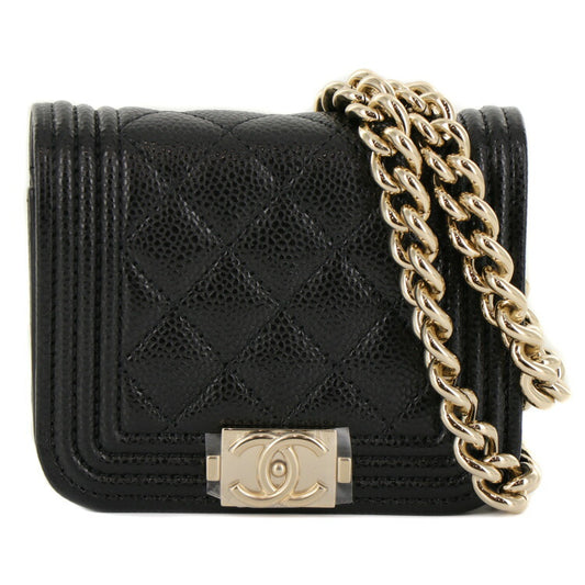 Chanel Boy Mini Chain Pouch Caviar Leather Bag