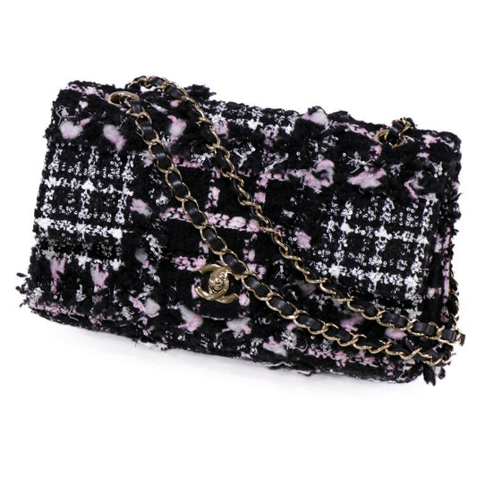 Chanel Cotton Tweed Double Flap Shoulder Bag