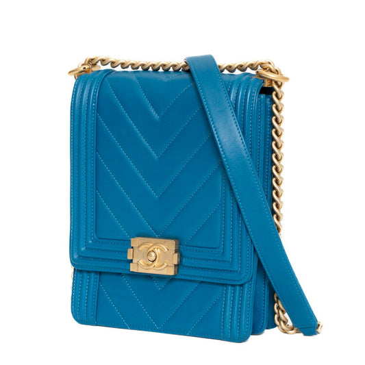 Chanel Boy V-Stitch Calfskin Shoulder Bag