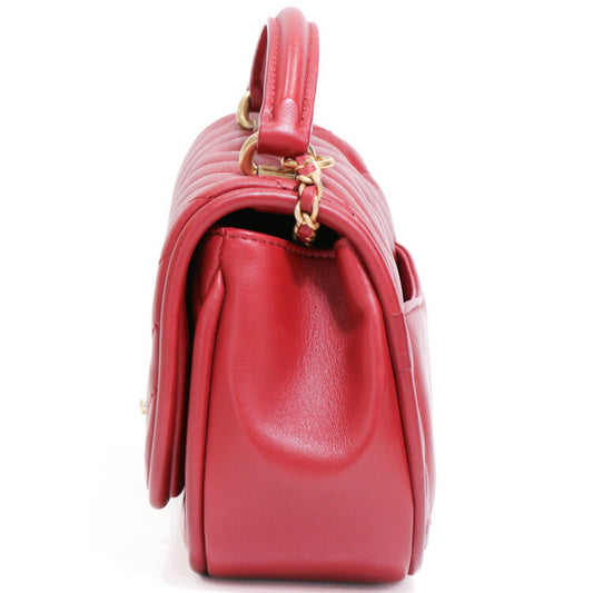 Chanel Lambskin Chain Shoulder Handbag Red
