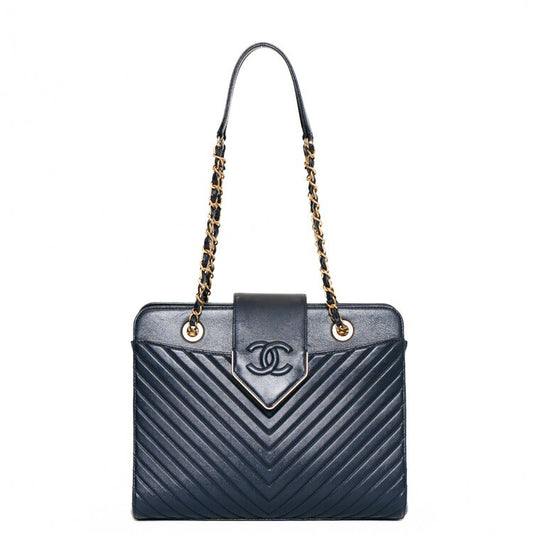 Chanel V-Stitch Vintage Chain Tote Handbag