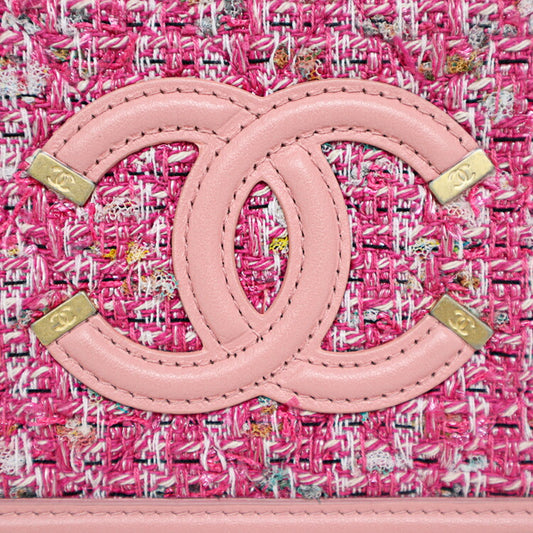 Chanel Tweed Leather Mini Chain Shoulder Bag