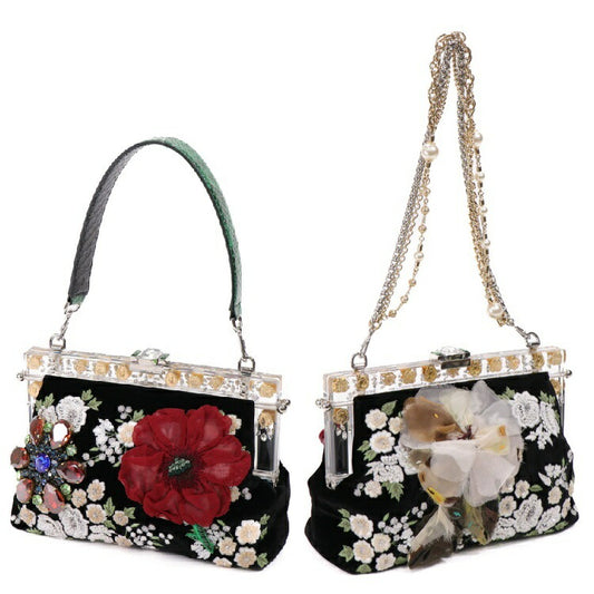 Dolce & Gabbana Embellished Velvet Python Clutch Bag