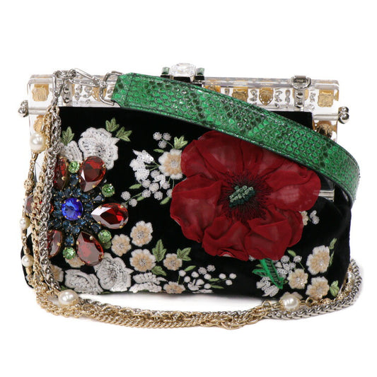 Dolce & Gabbana Embellished Velvet Python Clutch Bag