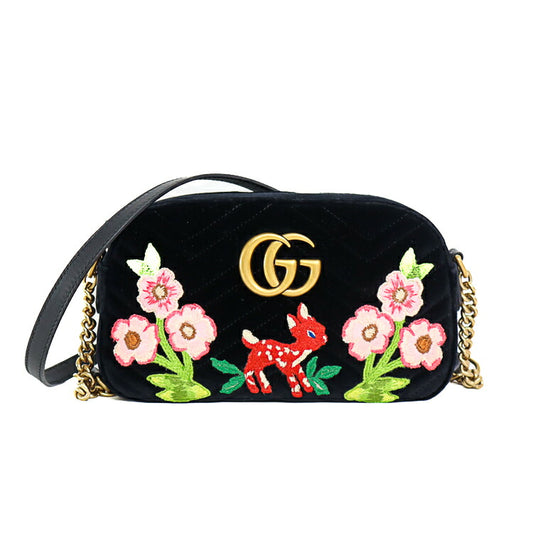 Gucci GG Marmont Velvet Leather Chain Shoulder Bag