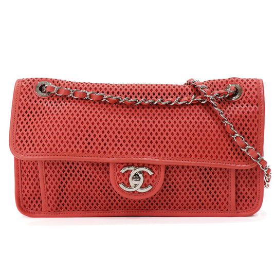 Chanel Coral Leather Mesh Chain Shoulder Bag