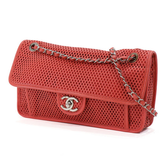 Chanel Coral Leather Mesh Chain Shoulder Bag