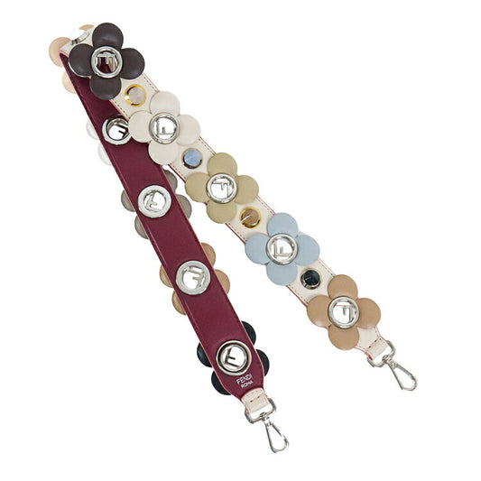 Fendi Leather Strap You Shoulder Strap Flower Studs