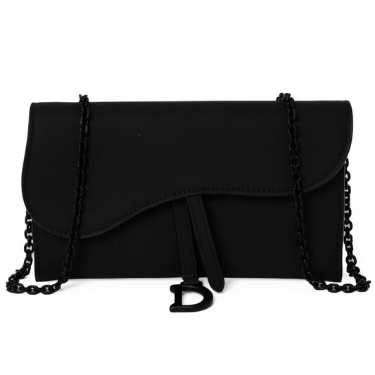 Dior Saddle Chain Wallet Black Leather