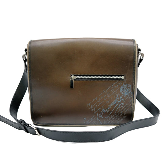 Berluti Scritto Leather Shoulder Bag Brown