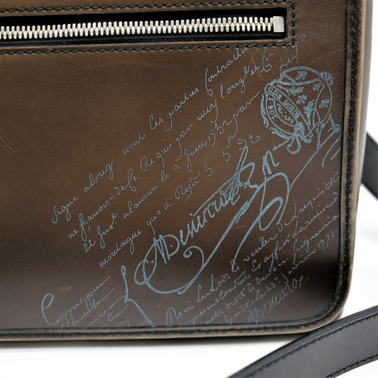 Berluti Scritto Leather Lucky Day Shoulder Bag Brown