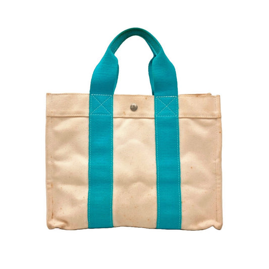 Hermes Bora Bora PM Canvas Tote Bag White Blue