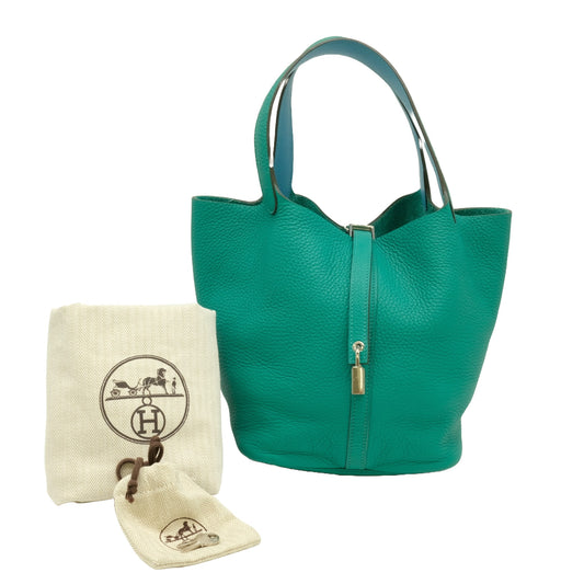 Hermes Picotin Lock MM Handbag Green Leather