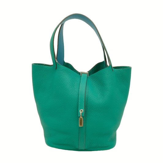 Hermes Picotin Lock MM Handbag Green Leather