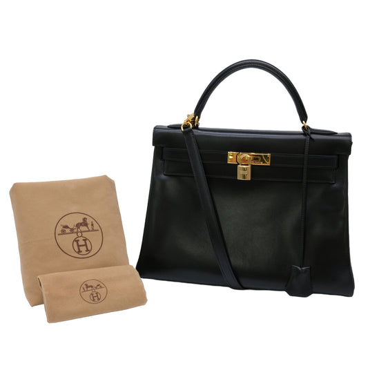 Hermes Kelly 32 Handbag Black Leather