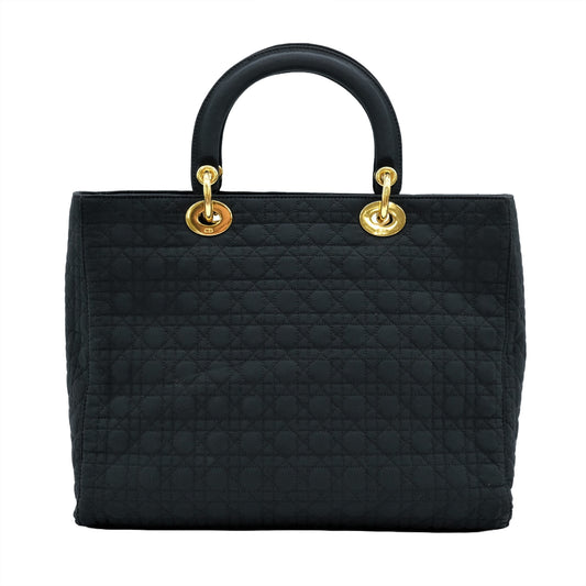 Dior Lady Dior Quilted Canvas Tote Black