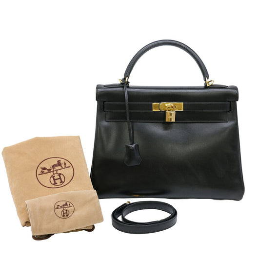Hermes Kelly 32 Handbag Black Leather