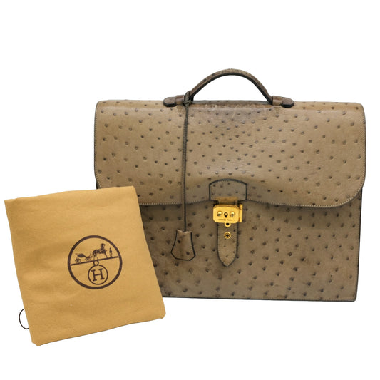 Hermes Ostrich Leather Sac a Depeche Briefcase