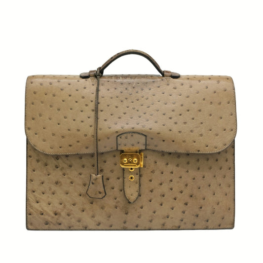 Hermes Ostrich Leather Sac a Depeche 38 Briefcase