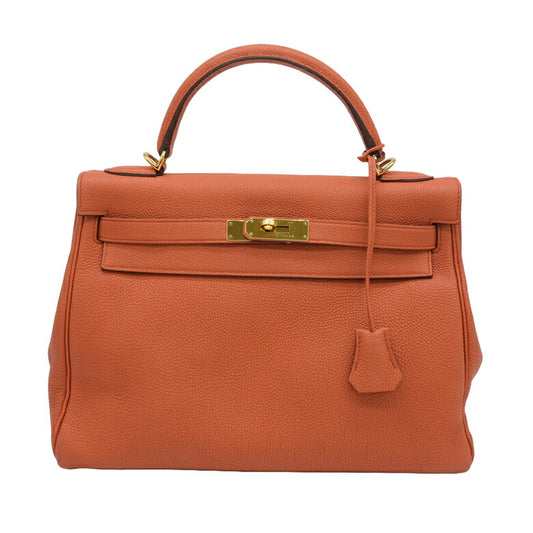 Hermes Kelly 32 Handbag Clemence Leather Orange