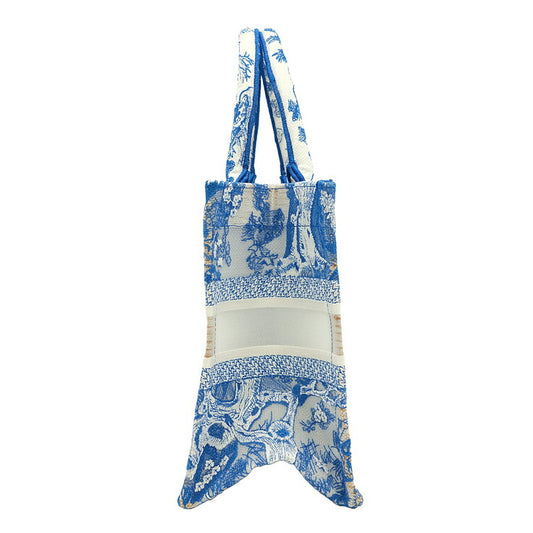 Dior Book Tote Canvas Handbag Medium Blue