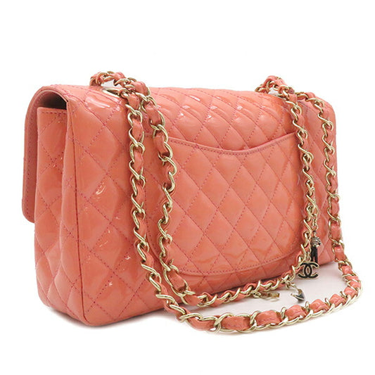 Chanel Pink Patent Leather Classic Shoulder Bag