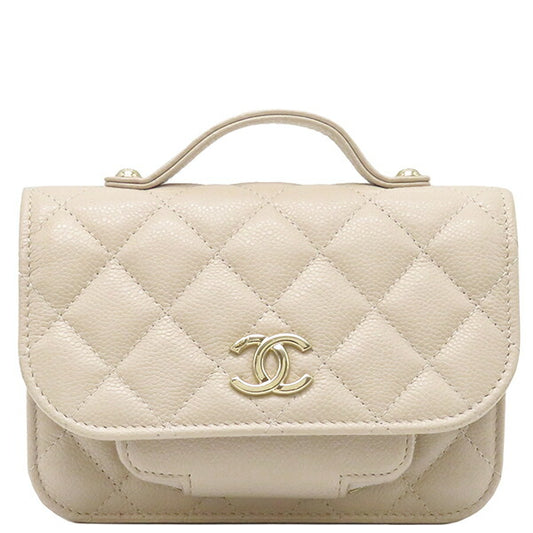 Chanel 2WAY Bag Matelasse Mini Caviar Skin Beige