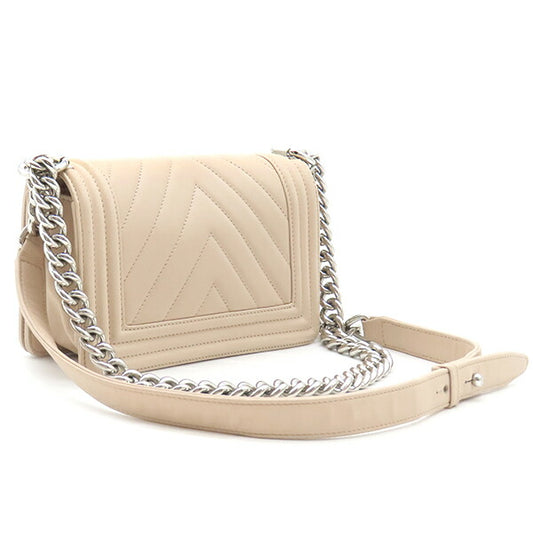 Chanel Boy Lambskin Shoulder Bag Beige