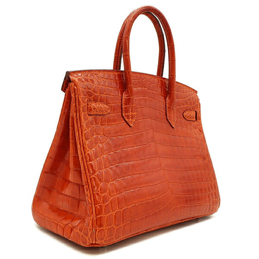 Hermes Birkin 30 Handbag Orange Crocodile