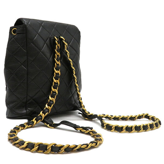 Chanel Lambskin Matelasse Chain Backpack Black